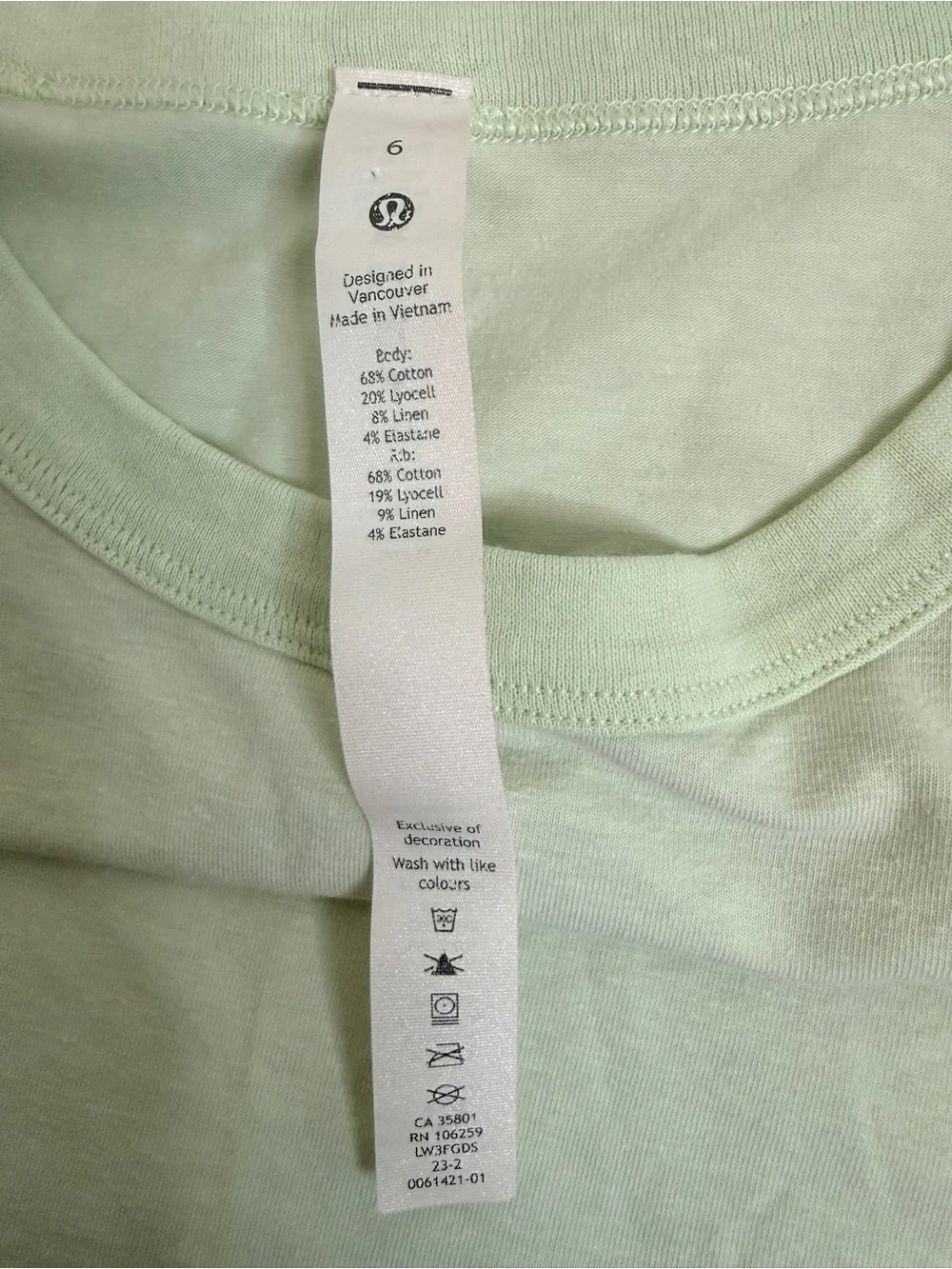 Lululemon Classic-Fit Cotton-Blend T-Shirt Mint Green Size 6 EUC